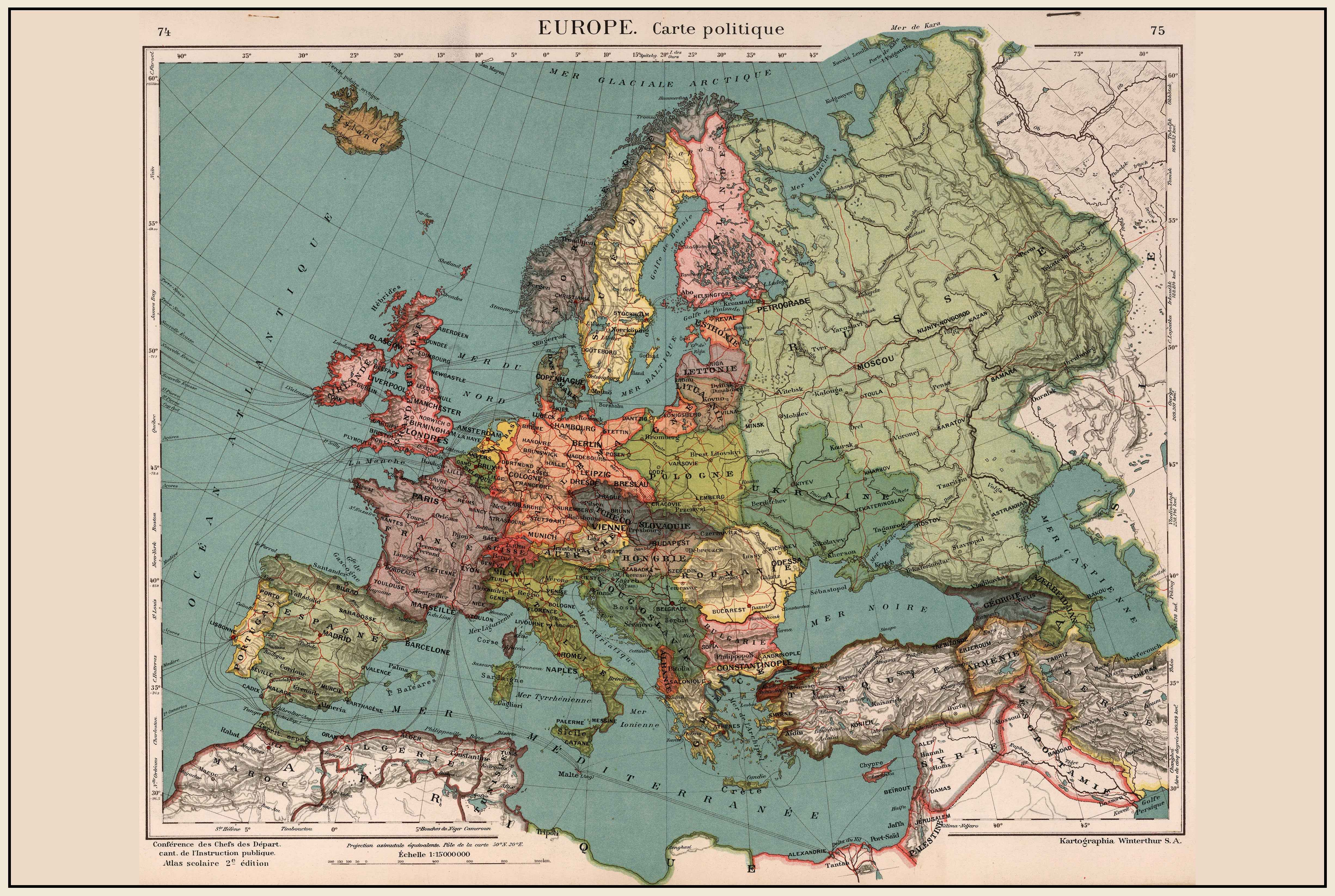1925 Europe - Historical Wall Map of the Interwar Period - Strategy Maps